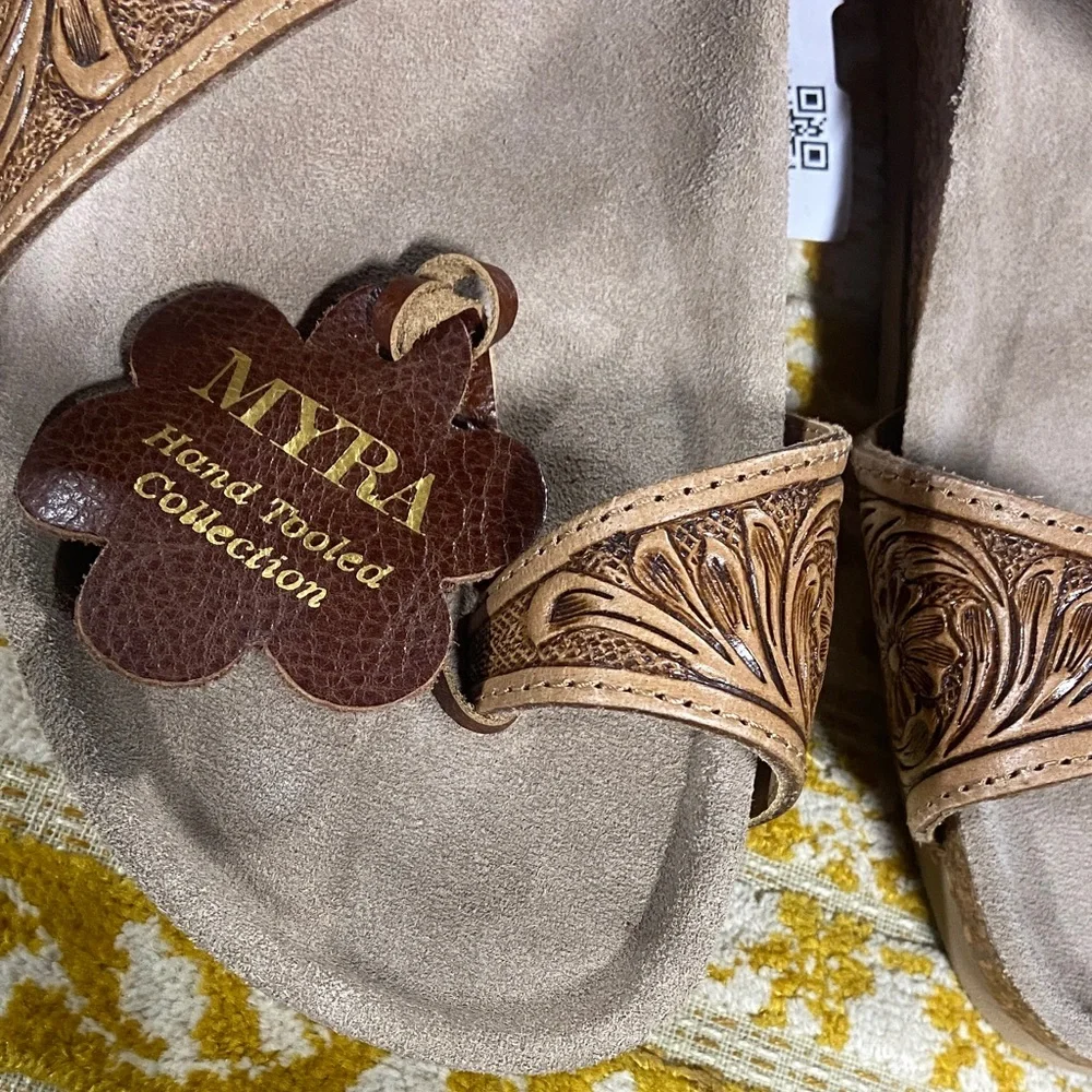Myra Bag Tan Embossed Clogs - Picture 8 of 9